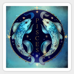 Zodiac Sign PISCES - Fantasy Illustration of astrology Pisces Sticker